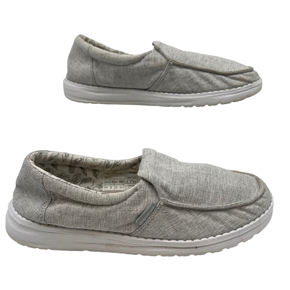 Hey Dude Misty Slip On Loafers Womens 7 Chambray Gray Lightweight Casual Shoes